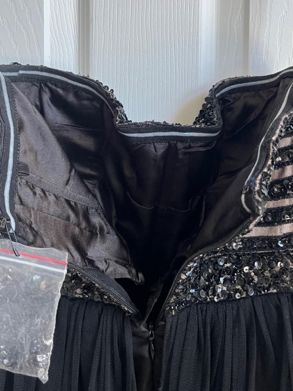 LIKE NEW: Holt Renfrew (Aidan Mattox) - Strapless Black Sequinned Evening Gown - Picture 7 of 14